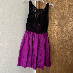 Bright purple lace short dress
